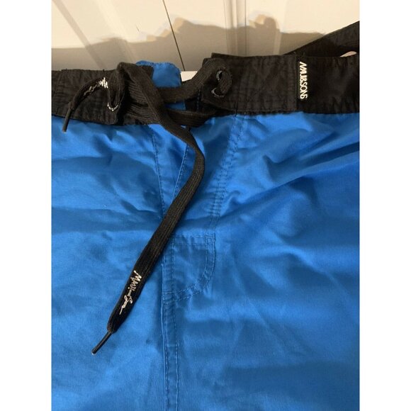 Retro 80s 90s Maui And Sons Spell Out‎ Board Shorts Men’s Size 38 Blue Black - Picture 6 of 8